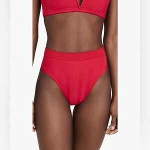 L*Space Lipstick Red Frenchi High Waist & Leg Bitsy Cut Bikini Bottom   XS. NWT